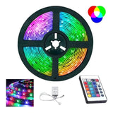 Fita Led Rgb 3528 Colorida 5m + Controle 300 Led  Decoração Casa Loja Gesso Teto Sanca Vitrine